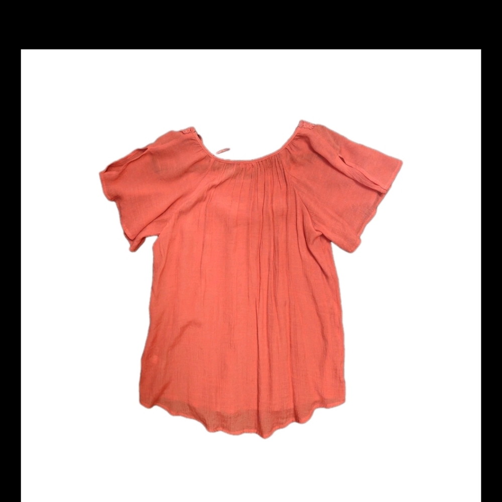 Women's Spence Coral Tangerine Sheer Blouse Top Size Large